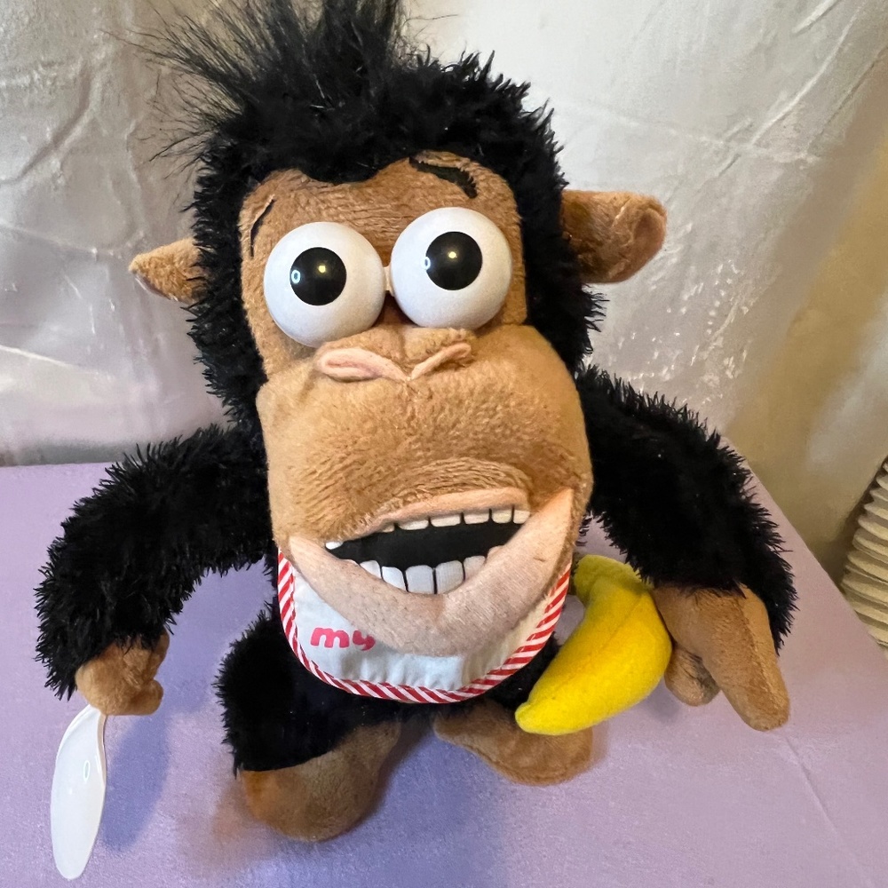 Vintage Funny Monkey "Don't Touch My Food" Toy Interactive